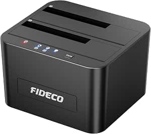 FIDECO HDD Docking Station, USB 3.0 for 2.5 and 3.5 inch SATA HDD/SSD, Dual Bay, Support Offline Clones