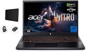 acer Nitro V Gaming Laptop, 15.6" FHD IPS Display, 165Hz, Intel i5-13420H, NVIDIA GeForce RTX 5050 with 8GB GDDR7 VRAM, 16GB RAM, 1TB SSD, BK, Win11H, Obsidian Black, TWE Accessories