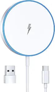 Magnetic Wireless Charger 15w Apple Mag-Safe Charger for iPhone 17 Pro Max/17 Pro/17Air/17/16/15/14/13/12 Series AirPods Series LED Magnet Charging Pad Mag Safe Charger with Dual Charging Ports