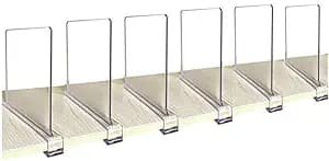 CY craft Acrylic Shelf Divider,Wood Shelf Dividers,Clear Closet Shelf Separators Clothing Organizer Perfect for Bedroom Shelving Organization and Kitchen Cabinet Shelf Storage,6 PCS