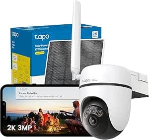 Tapo C615G KIT 4G Solar Outdoor Camera 2K 3MP - 4G Surveillance Camera with SIM Card, Color Night Vision, AI Detection Person/Animal/Vehicle, 360° Tracking, Battery & Local/Cloud Storage