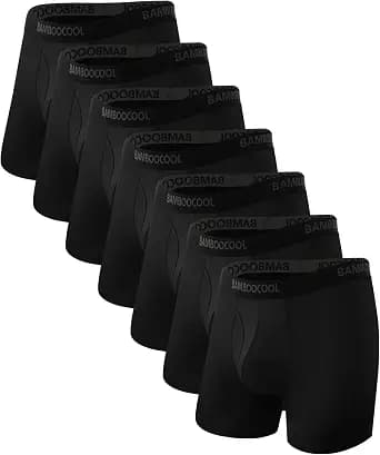 BAMBOO COOL Men's Underwear Breathable Boxer Briefs with Fly Moisture-Wicking Lightweight Underwear 7-Pack