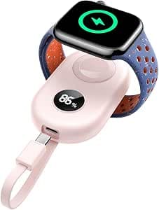 JOYROOM 2500 mAh Power Bank for Apple Watch 11 with USB C Charging Cable, [LED Display] Magnetic Wireless Portable iWatch Charger Compatible with Apple Watch 11/10/9/8/7/6/SE/5/4/3/2/1/Nike/Ultra (Pink)