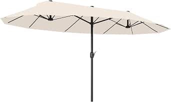 Outsunny Parasol Garden Umbrella Market Umbrella Double Parasol Patio Umbrella with Hand Crank Oval 460 x 270 x 240 cm