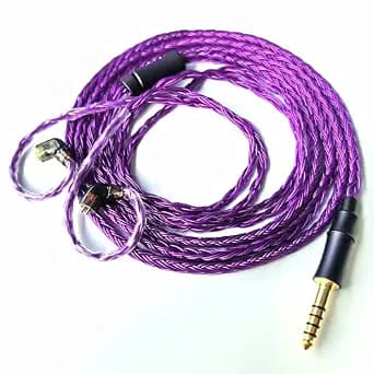 IEM Replacement Cable, 16 Core Silver Plated Earphone Upgraded Cords, QDC-C Pin 1.5m in Ear Monitor Cable for KZ ZS10 PRO ZS12 PRO X CCA C12(Recessed 2pin 4.4mm 4.9ft) Violet