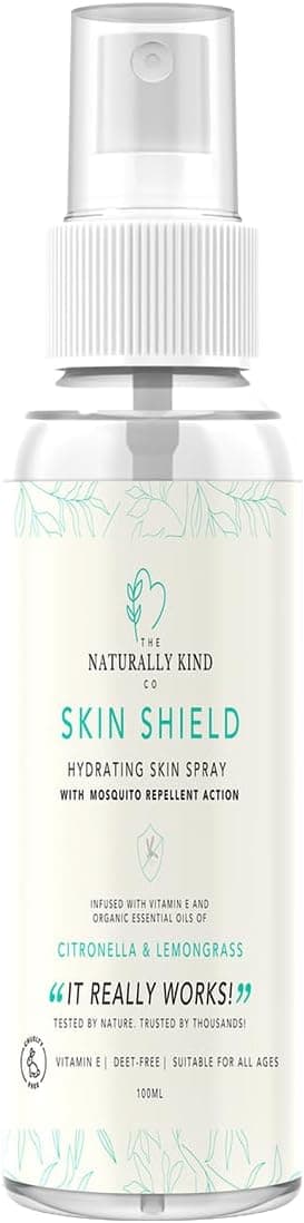 Skin Shield Mosquito Repellent & Hydrating Spray for People and Kids – Citronella & Lemongrass – DEET-Free Natural Bug Spray for Body – 100ml
