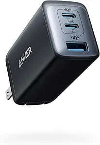Anker Charger, 65W 3-Port Fast Compact Foldable USB C Charger Block for MacBook Pro/Air, iPad Pro, Galaxy S20, Dell XPS 13, Note 20/10+, iPhone 17 Series, Steam Deck, and More