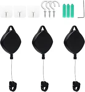 CALIDAKA VR Cable Management 3Packs Retractable Ceiling Pulley System Compatible with Oculu-s Rift S/Ps Vr/Viv E for Oculu-s Ques-t 2 VR Accessories with 360° Rotations Noise-Free