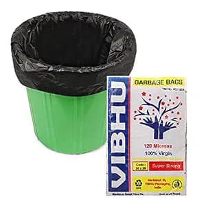VIBHU Plastic Dustbin Bag (Black,)- Pack of 50 (Medium)…