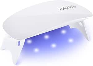 Aokitec Mini Gel Nail Lamp, Portable Pocket Mouse Nail Lamp with UV Pocket Size for All Gel Nail Polish, Nail Lamp with 2 Timers, USB Powered