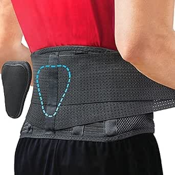 Sparthos Back Brace for Women & Men, Sciatica, Lower Back Pain - Black-L | SIZE LARGE: Fits 44"-52" Waist (Measure at Navel - See Sizing Chart) - Herniated Disc & Scoliosis Pain Relief, Lumbar Pad
