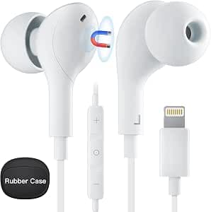 iPhone Headphones with Cable - Lightning Headphones with Cable In-Ear Headphones Lighting Connection Microphone and Volume Control [Apple MFi Certified] Compatible with iPhone 14/13/12/11/SE