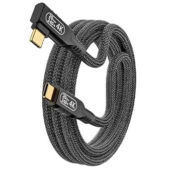 USB C Cable 10ft,Long Braided USB c to USB c Cable 3.2 ,90 Degree Plug Type C Right Angle Fast Charging Cord，240W Charging Cable, 20 Gbps Data Cable，4K60Hz Video Compatible with Thunderbolt 3/4