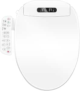 Electric Bidet Toilet Seat with Heated Seat, Warm Air Dryer, Endless Warm Water, Oscillating and Pulsating Spray Wash, Stainless Steel Self-Clean Nozzle, Sense Seat