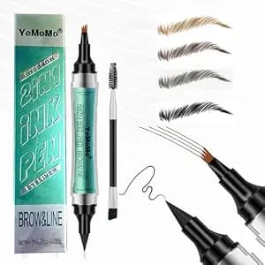 2-in-1 Eyebrow and Eyeliner Ink Pen, Four-Claw Tip, Waterproof, Long-Lasting, Available in Light Brown, Dark Brown, Grey, Black (2#Dark Brown)