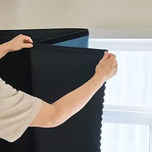 AJAZZ self Adhesive Portable 100% Blackout Curtains Simple and Easy to installBedroom Window Thermal Lnsulated Kitchen Room Darkening Black Small Drapes 1-Pack