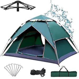3-4 Persons Camping Tent, Waterproof for Adults - Spacious Outdoor Tent House for Camping. Durable Tent House for Camping, Perfect for Your Next Adventure (New), Polyester, Green