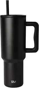 Simple Modern 40 oz Trek Tumbler with Handle and Straw Lid | Cup Holder Friendly Insulated Stainless Steel Travel Mug | Midnight Black