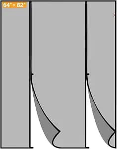 Yotache Magnetic Screen Door for Sliding & French Doors 64"x82", Screen Size 66"x83" Reinforced Mesh with Strong Magnets for Double Door & Large Size Front/Back Patio Doors