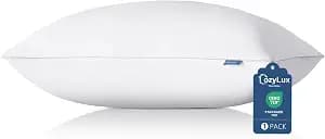 CozyLux Soft Supportive Bed Pillows for Side and Back Sleepers, Oeko-Tex Certified Down Alternative Filling, Hotel Quality Fluffy Sleeping Pillow, White, Standard - 18" x 26", 1 Pack