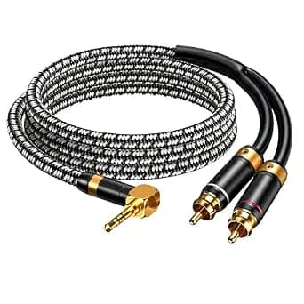 Audiophile RCA Cable, [2M/6.5Feet, Silvered-Plated Copper core] 3.5mm Male to 2RCA Male Stereo Audio Adapter Cable with Outer diameters 6.5mm for Smartphones, Tablets, Speakers, HDTV