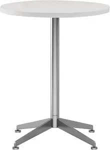 24-Inch Modern Round Table with White Top & Stainless Steel Base Bistro Pub Table