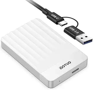 YOTUO 500GB External Hard Drive, Portable Storage Expansion HDD, USB 3.0 & USB-C for PC, Mac, Desktop, Laptop, Smartphone, PS4, Xbox One, Xbox 360, Office & Game, White