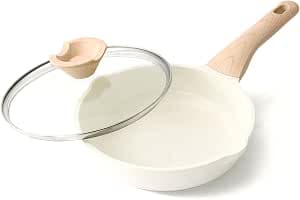 Kordisen Ceramic Frying Pan with Lid 20 cm, Non-Stick Induction Frying Pan, Healthy and Non-Toxic, PFOA and PFAS Free