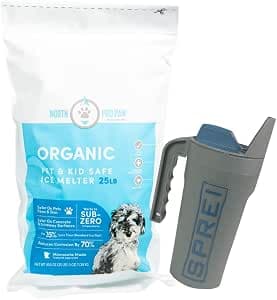 Pro Paw Organic Deicer Salt Sub Zero Ice Melter and Ice Melt, 25lb Resealable Bag, Pet-Safe and Kid-Safe Deicer for Driveways, Sidewalks, Parking Lots, and Spreader Use