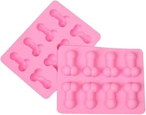 Funny Shape Silicone Ice Cube Tray Gift Funny Chocolate Moulds for Cakes and Pastries Novelty Mould Baking Tools Humor Sugar Craft (Pink #01)