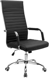 Furmax Office Desk Chair High Back PU Leather Black Swivel Task Chair with Arms Executive Conference Chair Adjustable Height for Home Office