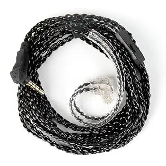 KZ ZS10 PRO in Ear Monitor Earphone Cable, 2Meter Long IEM Cable with Mic, CCZ 4N OFC Braided Twisted Replacement Headphone Extension Wire QDC-Pins for KZ ZSN PRO X/ZS12 PRO X (QDC 3.5MM, with Mic)
