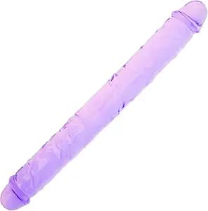 13.4 * 1.5 Inches Double Dildo Crystal Jelly Realistic Anal Long Dildo Penis Soft and Flexible with Veins and Glans Adult Sex Toys for Women/Men/Lesbian Purple