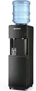 Top Loading Water Dispenser for 3 or 5 Gallon Bottles, Hot & Cold Water Cooler Dispenser with Child Safety Lock, Freestanding Water Cooler for Home Office Kitchen, Black