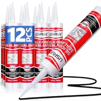 LISRUX Advanced Black Silicone Caulk for Kitchen & Bathroom,10 fl oz Cartridge,12 Pack, Cartridge,100% Waterproof RTV Silicone Sealant,Stronger Adhesion,Shrink & Crack Proof