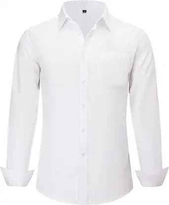 CIGENU Men's Long Sleeve Dress Shirts, Regular Fit Stretch Wrinkle-Free Business Casual Button-Down Shirts with Front Pocket