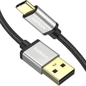 UGREEN USB A to USB C Cable Fast Charging Nylon Braided Cord Compatible with iPhone 17 16 15, Galaxy S25 24 S23 S22 Ultra, Pixel 10 9, LG, Motorola Moto, Switch, Android Auto (0.5M)