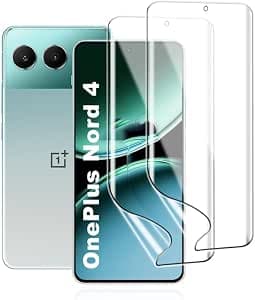 [2 Pezzi Pellicola Protettiva Idrogel per OnePlus Nord 4, Pellicola in TPU Flessibile [Supporto Impronte Digitali], Copertura Totale 3D, HD Trasparente, Auto-Riparazione, Case-Friendly