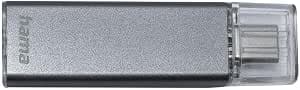 Hama USB Flash Drive 128 GB USB-C 3.1 (Removable Data Storage; Compact; Data Transfer Rate 70 MB/s; Closure Cap; Flash Drive Ideal for Windows/MacBook) Anthracite