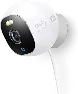 eufy Security Outdoor Cam E220, All-in-One Outdoor Security Camera with 2K Resolution, Spotlight, Color Night Vision, No Monthly Fees, Wired Camera, IP67 Weatherproof, Motion Only Alert(Renewed)