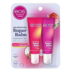 eos 24H Moisture Super Balm - Coconut Milk & Honey Apple, Day or Night Lip Treatment, Made for Sensitive Skin, Lip Balms & Moisturizers, 0.35 fl oz, 2-Pack