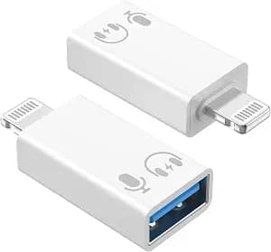 Lightning Male to USB Female Adapter OTG Data Sync Cable Compatible with Apple iPhone 14 13 11 12 Pro Max Mini XR X XS 8 7 6 Plus for iPad,Camera,Mouse,Keyboard,Hub,Midi Port Adapter Connector Mic