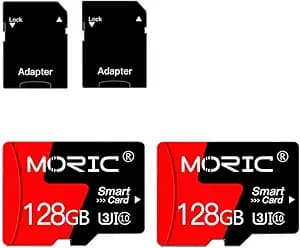 MORIC 2 Pack 128GB Micro SD Card with Adapter High Speed Memory Card,C10 A1 Memory TF Card for Camera/Dash Cam/Smartphone/Tablet/Drone