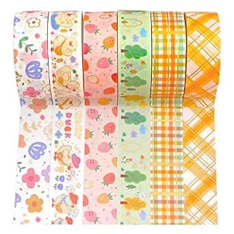 YUBBAEX BB Duck Washi Tape Set VSCO Splashed Gold Foil Masking Tape Decorative for Arts, DIY Crafts, Journal Supplies, Planners, Scrapbook, Card/Gift Wrapping -15mm x 6 Rolls- (Lovely Fowl)