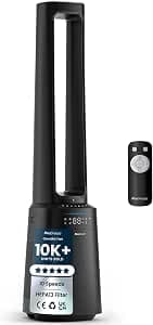 Pro Breeze® OmniAir 41" Bladeless Tower Fan with Air Purifier - Silent Standing Portable Circulator - Remote Control, HEPA Filter, LED Display, 10 Fan Speeds, 5 Modes & 60° Oscillation