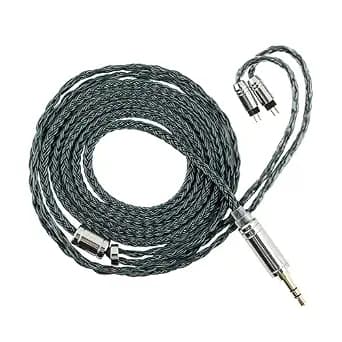 Linsoul Tripowin Zonie IEM Cable, 16 Core Silver Plated Earphone Upgraded Cords, 1.25m SPC in Ear Monitor Cable for 7hz Zero:2 Orchestra Lite Cadenza Hype4 Supermix4(2pin 0.78mm, 3.5mm)(Moss)