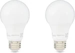 Amazon Basics A19 LED Light Bulbs, 60W Equivalent, 9W Energy Efficient, E26 Standard Base, Soft White 2700K, Non-Dimmable, 10,000 Hour Lifetime, Easy to Install, 2-Pack