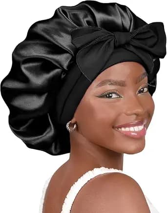 YANIBEST Adjustable Silk Bonnet for Sleeping Women Double Layer Satin Bonnet Reduce Friction Prevent Frizz Curly Hair