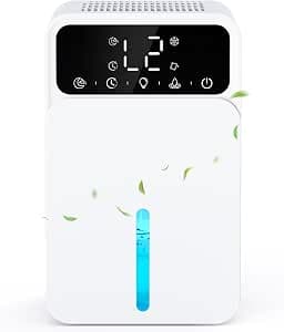 Dehumidifier, 1500ml Electric Dehumidifier with Timer, Auto Shut-Off, Sleep Mode, 7 Colour Light, Portable Small Dehumidifier for Motorhome, Bedroom, Bathroom, Closet, White