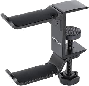 aceyoon Under Desk Headphone Hanger, 360 Degree Swivel Dual Stand, Aluminum Alloy Headset Stand for Desk,Headphone Hook for Gaming Headset,Bag, Black